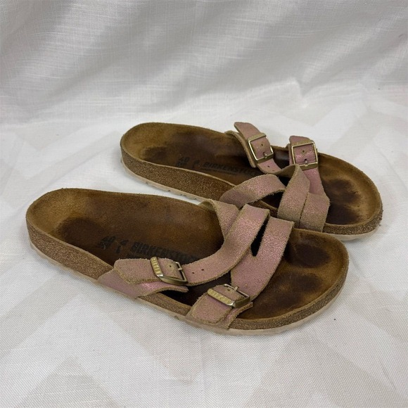 Birkenstock Yao Slide Sandals Women's Size 6 Narrow Pink Leather - Picture 1 of 10
